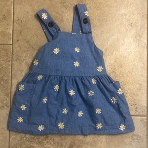 Denim daisy pinafore dress
